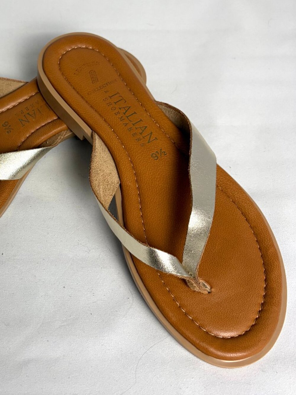 Luxe Gold Leather Italian Thong Sandals